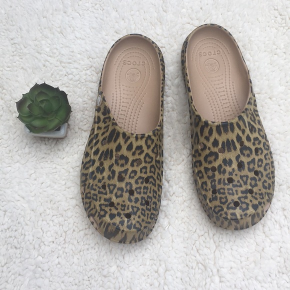crocs leopard slip on